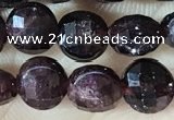 CCB630 15.5 inches 6mm faceted coin red garnet gemstone beads