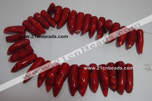 CCB66 16 inches horn shape red coral beads Wholesale