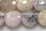 CCB682 15.5 inches 10mm faceted coin pink opal gemstone beads