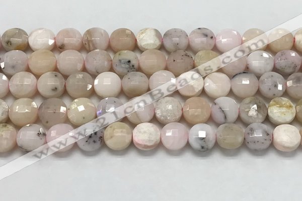 CCB682 15.5 inches 10mm faceted coin pink opal gemstone beads