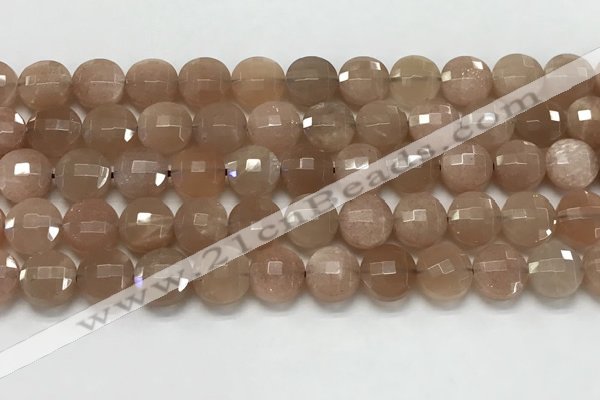 CCB683 15.5 inches 10mm faceted coin moonstone gemstone beads