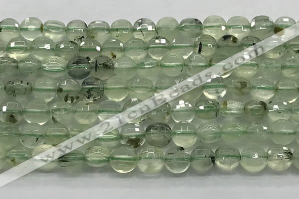 CCB687 15.5 inches 10mm faceted coin prehnite gemstone beads