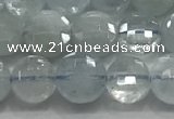 CCB700 15.5 inches 6mm faceted coin aquamarine gemstone beads