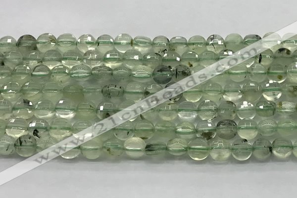 CCB702 15.5 inches 6mm faceted coin prehnite gemstone beads