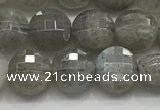 CCB706 15.5 inches 6mm faceted coin labradorite gemstone beads