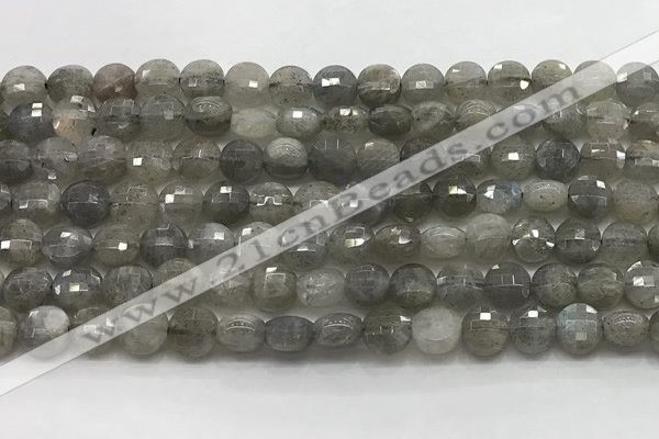 CCB706 15.5 inches 6mm faceted coin labradorite gemstone beads