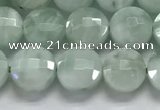 CCB708 15.5 inches 6mm faceted coin green angel skin gemstone beads