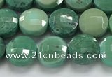 CCB709 15.5 inches 6mm faceted coin grass agate gemstone beads