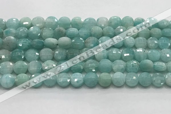 CCB721 15.5 inches 8mm faceted coin amazonite gemstone beads