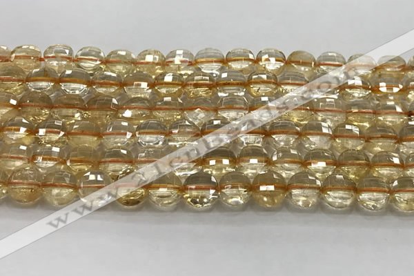 CCB723 15.5 inches 8mm faceted coin citrine gemstone beads