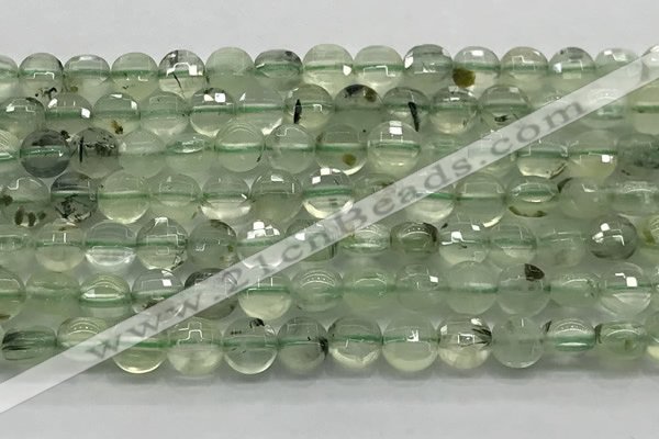 CCB728 15.5 inches 8mm faceted coin prehnite gemstone beads