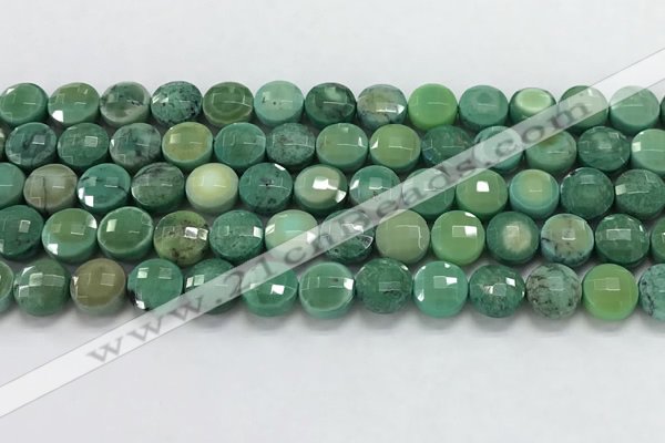 CCB730 15.5 inches 8mm faceted coin grass agate gemstone beads