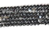 CCB754 15.5 inches 8mm faceted coin black line agate beads