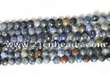 CCB755 15.5 inches 8mm faceted coin blue dumortierite beads