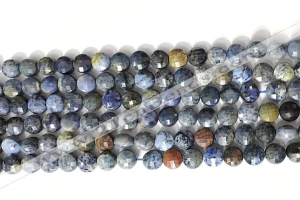 CCB755 15.5 inches 8mm faceted coin blue dumortierite beads