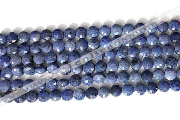 CCB760 15.5 inches 8mm faceted coin blue dumortierite beads