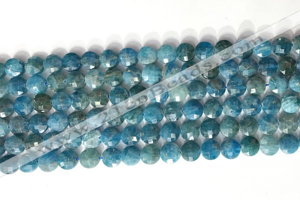 CCB763 15.5 inches 8mm faceted coin apatite beads