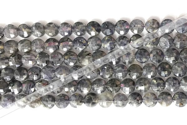 CCB772 15.5 inches 8mm faceted coin iolite gemstone beads