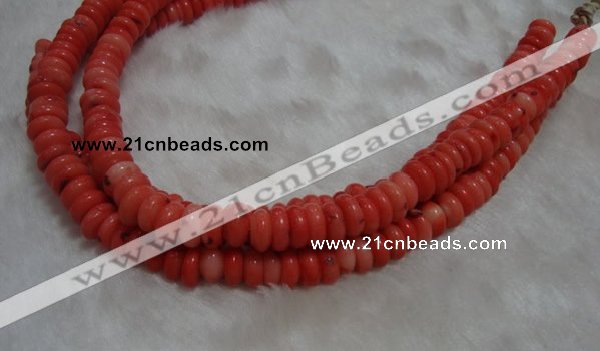 CCB80 15.5 inches 5*9mm roundel pale red coral beads Wholesale