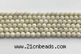 CCB825 15.5 inches 8mm round matte ivory jasper gemstone beads wholesale