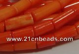 CCB83 15.5 inches 5*10mm column orange coral beads Wholesale