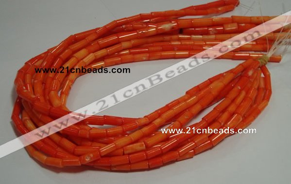 CCB83 15.5 inches 5*10mm column orange coral beads Wholesale