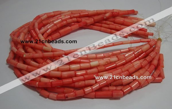 CCB84 15.5 inches 5*10mm column pink coral beads Wholesale