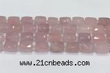 CCB888 11*15mm-12*16mm faceted cuboid rose quartz beads wholesale