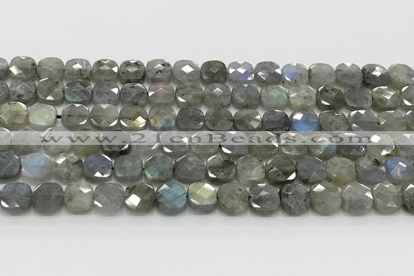 CCB903 15.5 inches 8*8mm faceted square labradorite beads