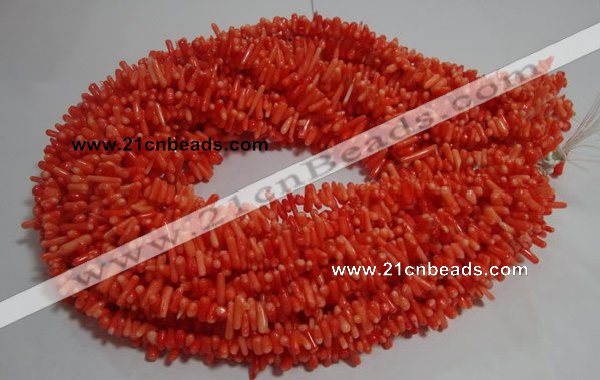 CCB91 15.5 inch 4*11mm irregular branch pale red coral chip beads