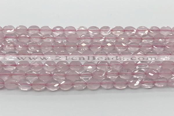 CCB915 15.5 inches 6*8mm faceted oval rose quartz beads