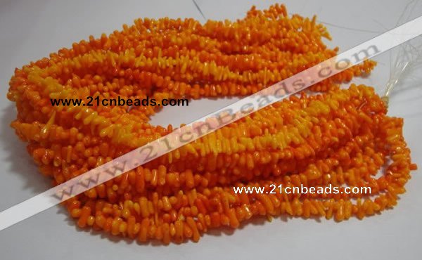 CCB92 15.5 inch 4*11mm irregular branch yellow coral chip beads