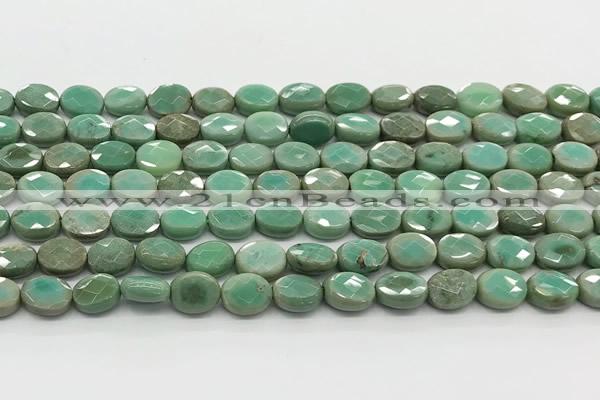 CCB926 15.5 inches 6*8mm faceted oval grass agate beads