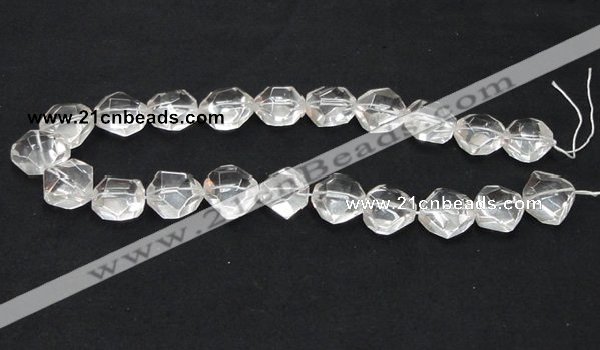 CCC218 20*22mm faceted nugget grade AB natural white crystal beads