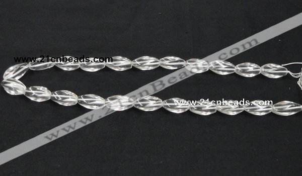 CCC220 8*18mm twisted rice grade AB natural white crystal beads