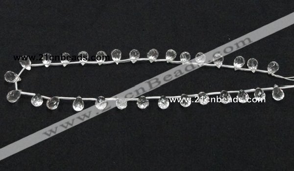 CCC231 8*12mm faceted teardrop grade AB natural white crystal beads