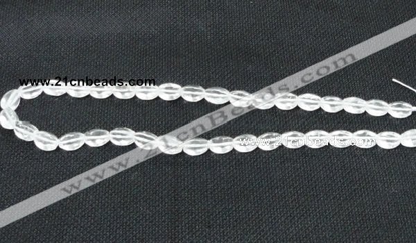 CCC261 15.5 inches 8*10mm faceted rice grade A natural white crystal beads