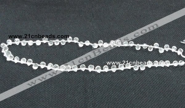 CCC264 5*7mm faceted teardrop grade A natural white crystal beads