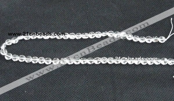 CCC271 15 inches 8mm faceted coin grade A natural white crystal beads