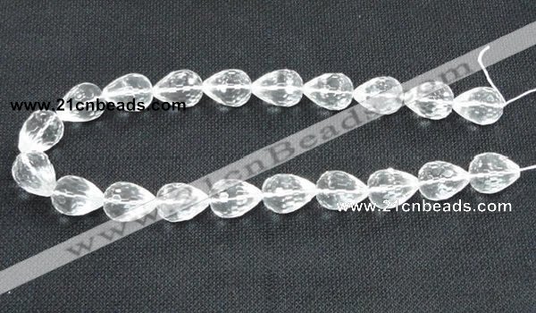 CCC275 10*14mm faceted teardrop grade A natural white crystal beads
