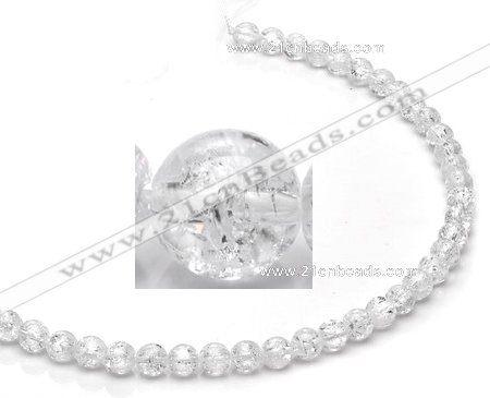 CCC39 15.5 inches 4mm round crackle white crystal beads Wholesale