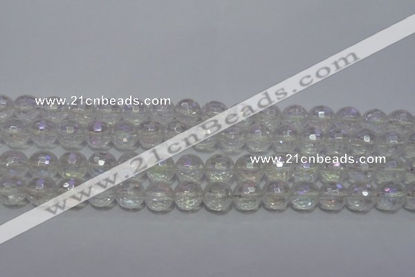 CCC411 15.5 inches 6mm faceted round AB-color white crystal beads