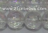 CCC415 15.5 inches 14mm faceted round AB-color white crystal beads