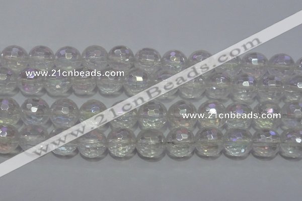 CCC415 15.5 inches 14mm faceted round AB-color white crystal beads