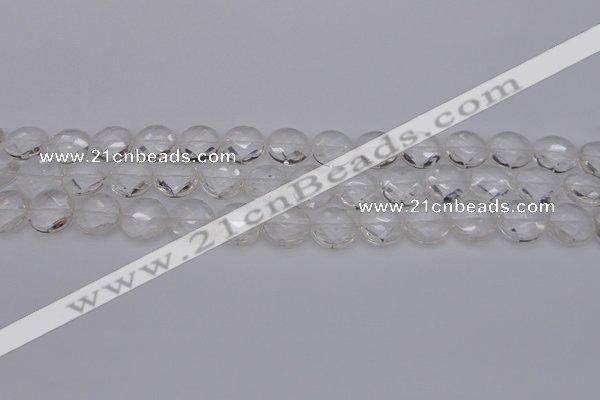 CCC502 15.5 inches 8mm faceted coin natural white crystal beads