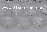 CCC504 15.5 inches 12mm faceted coin natural white crystal beads