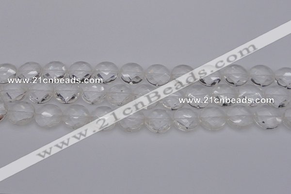 CCC506 15.5 inches 16mm faceted coin natural white crystal beads