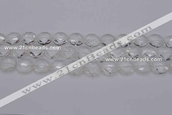 CCC507 15.5 inches 18mm faceted coin natural white crystal beads