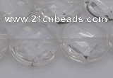 CCC510 15.5 inches 25mm faceted coin natural white crystal beads