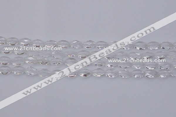 CCC513 15.5 inches 10*14mm faceted oval natural white crystal beads